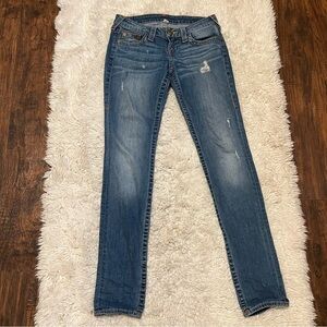 True Religion Vintage Skinny Womens Distressed Denim Skinny Jeans Size 26